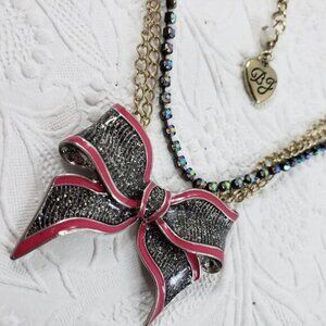 Betsey Johnson pink and black necklace